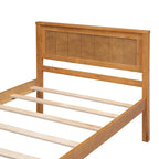 Twin Size Wood Platform Bed w/ Classic Headboard Upholstered Bed Frame for Bed Room No Box Spring Needed, Easy Assembly