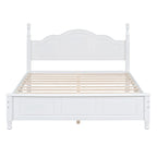 Retro Style Queen Size Platform Bed, Wood Platform Bed Frame with Solid Wooden Slat Support & Curved Headboard Panel Bed