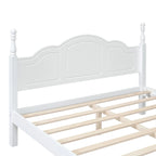 Retro Style Queen Size Platform Bed, Wood Platform Bed Frame with Solid Wooden Slat Support & Curved Headboard Panel Bed