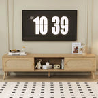 TV Stand for TVs up to 80 , Modern Farmhouse Media Console, Entertainment Center with Solid Wood Legs