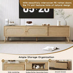 TV Stand for TVs up to 80 , Modern Farmhouse Media Console, Entertainment Center with Solid Wood Legs