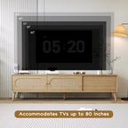TV Stand for TVs up to 80 , Modern Farmhouse Media Console, Entertainment Center with Solid Wood Legs