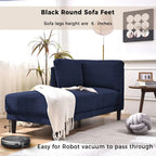 65 Modern Linen Corner Chaise Lounge with Removable Cushions, Sleeper Sofa Bed, Leisure Sofa, Upholstered Chaise Lounge