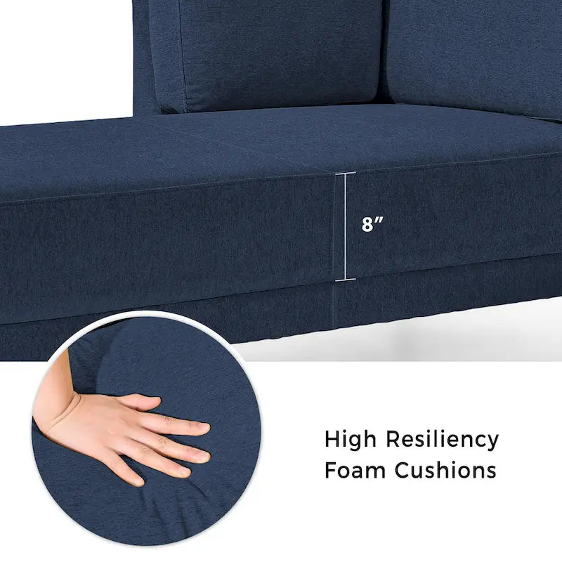 65 Modern Linen Corner Chaise Lounge with Removable Cushions, Sleeper Sofa Bed, Leisure Sofa, Upholstered Chaise Lounge