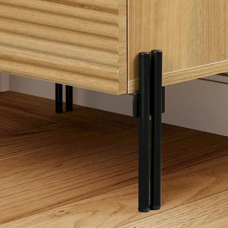 WAMPAT Fluted Nightstand with Charging Station,Modern Side Table with 2 Drawers