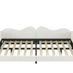 Full size Upholstered Daybed, Sherpa Fabric Sofabed with Cloud-Shaped Backrest, No Box-spring Needed, White