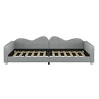 Full size Upholstered Daybed, Sherpa Fabric Sofabed with Cloud-Shaped Backrest, No Box-spring Needed, White