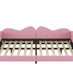 Full size Upholstered Daybed, Sherpa Fabric Sofabed with Cloud-Shaped Backrest, No Box-spring Needed, White