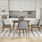5 Piece Dining Table and Chair Set, Wooden Kitchen Furniture Set with Rectangular Table and 4 Upholstered Chairs
