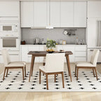 5 Piece Dining Table and Chair Set, Wooden Kitchen Furniture Set with Rectangular Table and 4 Upholstered Chairs