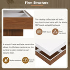 Modern 2-Tier Square 360Rotating Coffee Table with 3 Detachable Tray