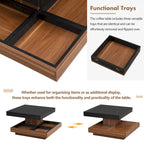 Modern 2-Tier Square 360Rotating Coffee Table with 3 Detachable Tray