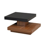 Modern 2-Tier Square 360Rotating Coffee Table with 3 Detachable Tray