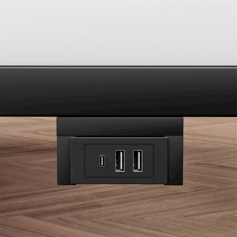 Floating Bed Frame King Size with LED Lights and Charging Station