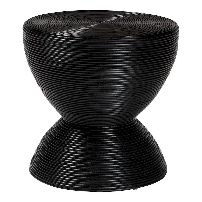 Tokyo Laminated Natural Rattan Side Table - Hourglass Table with Sculptural Design, Boho Chic Style for Living Room