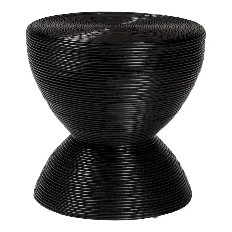 Tokyo Laminated Natural Rattan Side Table - Hourglass Table with Sculptural Design, Boho Chic Style for Living Room