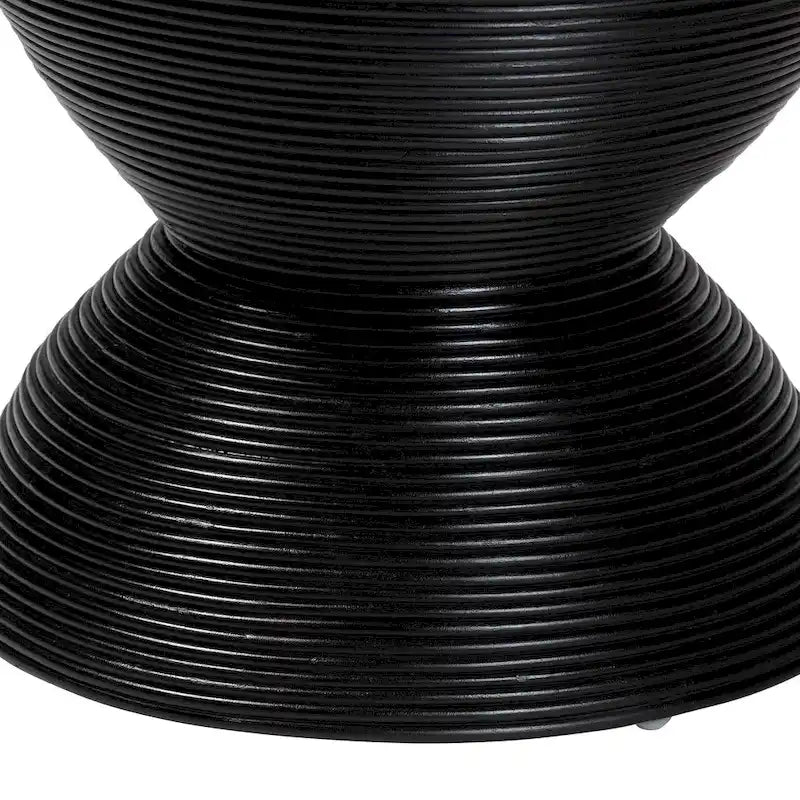 Tokyo Laminated Natural Rattan Side Table - Hourglass Table with Sculptural Design, Boho Chic Style for Living Room