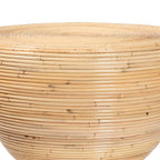 Tokyo Laminated Natural Rattan Side Table - Hourglass Table with Sculptural Design, Boho Chic Style for Living Room