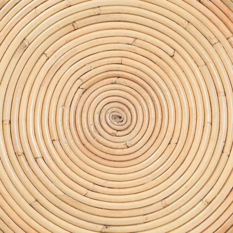 Tokyo Laminated Natural Rattan Side Table - Hourglass Table with Sculptural Design, Boho Chic Style for Living Room