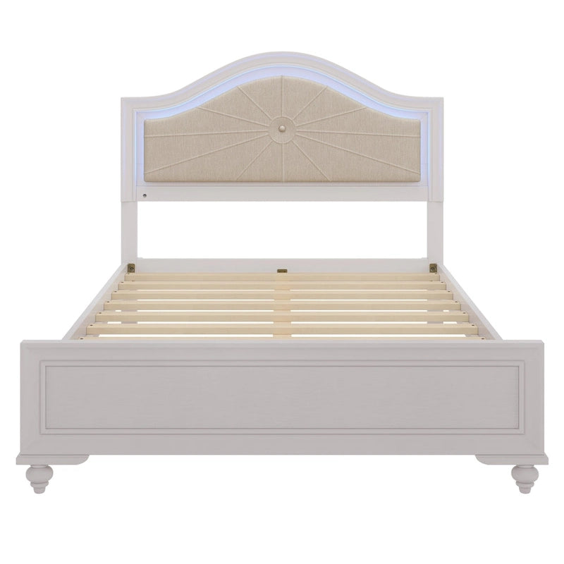 Queen LED Light Upholstered Platform Bed with Adjustable Lighting
