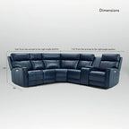 104 W Genuine Leather Power Recliner Sectional Sofa with Zero Gravity, Ajustable Headrest, USB Ports & Console