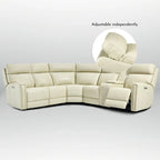 104 W Genuine Leather Power Recliner Sectional Sofa with Zero Gravity, Ajustable Headrest, USB Ports & Console