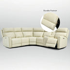 104 W Genuine Leather Power Recliner Sectional Sofa with Zero Gravity, Ajustable Headrest, USB Ports & Console