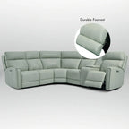 104 W Genuine Leather Power Recliner Sectional Sofa with Zero Gravity, Ajustable Headrest, USB Ports & Console