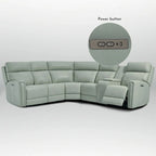 104 W Genuine Leather Power Recliner Sectional Sofa with Zero Gravity, Ajustable Headrest, USB Ports & Console
