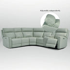 104 W Genuine Leather Power Recliner Sectional Sofa with Zero Gravity, Ajustable Headrest, USB Ports & Console