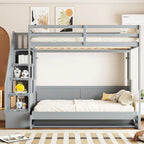 Full Over Full Size Murphy Bed with Hydraulic Lift & Desk Design
