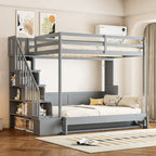 Full Over Full Size Murphy Bed with Hydraulic Lift & Desk Design