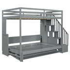 Full Over Full Size Murphy Bed with Hydraulic Lift & Desk Design