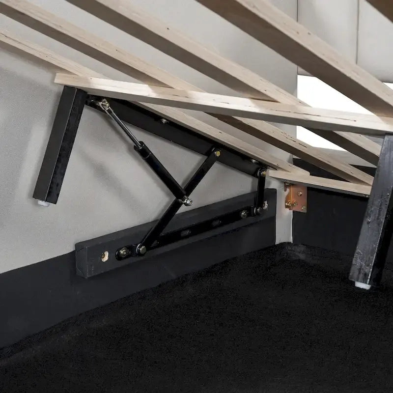 Upholstered Frame Daybed with Underneath Flip-up Storage and Irregular Guardrail, Full Size Sofa Bed for Bedroom Living Room