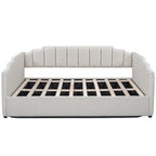 Upholstered Frame Daybed with Underneath Flip-up Storage and Irregular Guardrail, Full Size Sofa Bed for Bedroom Living Room