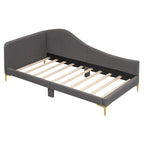 Upholstered Chaise Lounge Side Daybed with Curved Nailhead Trim Guardrail and Headboard, Platform Bed Sofa Bed Recliner Chairs