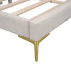 Upholstered Chaise Lounge Side Daybed with Curved Nailhead Trim Guardrail and Headboard, Platform Bed Sofa Bed Recliner Chairs