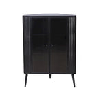 3-Tier Corner Storage Cabinet with Tempered Glass Doors, Removeable Shelves & Metal Frame, Freestanding Space-Saving Organizer