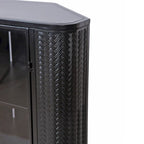 3-Tier Corner Storage Cabinet with Tempered Glass Doors, Removeable Shelves & Metal Frame, Freestanding Space-Saving Organizer