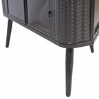 3-Tier Corner Storage Cabinet with Tempered Glass Doors, Removeable Shelves & Metal Frame, Freestanding Space-Saving Organizer