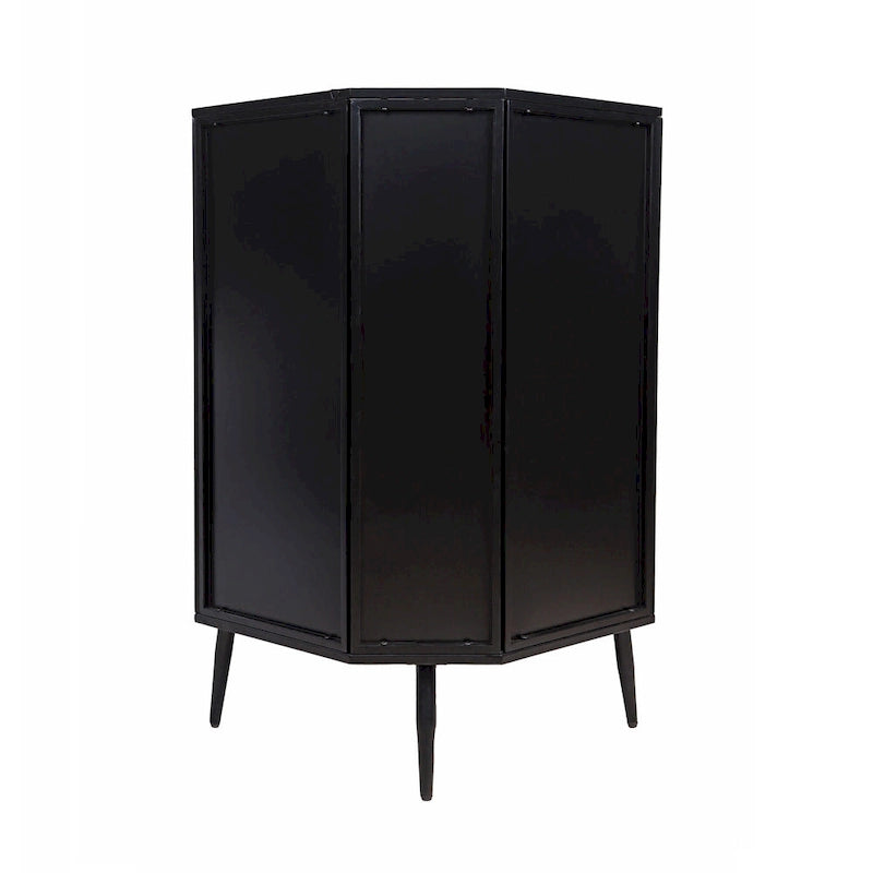 3-Tier Corner Storage Cabinet with Tempered Glass Doors, Removeable Shelves & Metal Frame, Freestanding Space-Saving Organizer