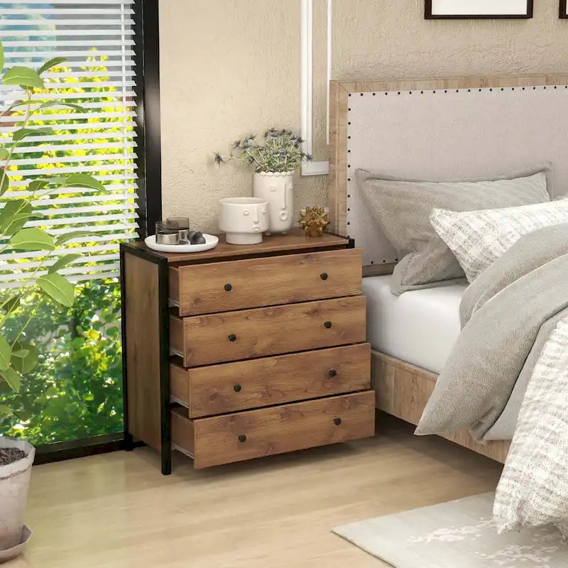 Costway 4-Drawer Dresser Modern Chest of Drawers Wooden Storage