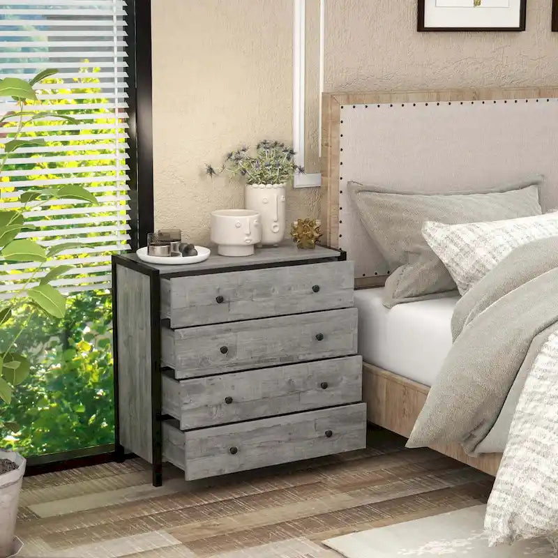 Costway 4-Drawer Dresser Modern Chest of Drawers Wooden Storage