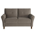 Brown Velvet Upholstery 1Pc Comfort Loveseat Plush Seatbacks Tufted Detail Solid Wood Frame Modern Living Room Furniture