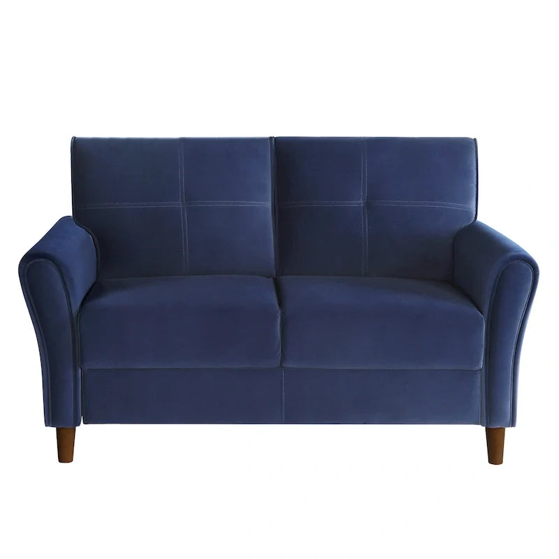 Brown Velvet Upholstery 1Pc Comfort Loveseat Plush Seatbacks Tufted Detail Solid Wood Frame Modern Living Room Furniture