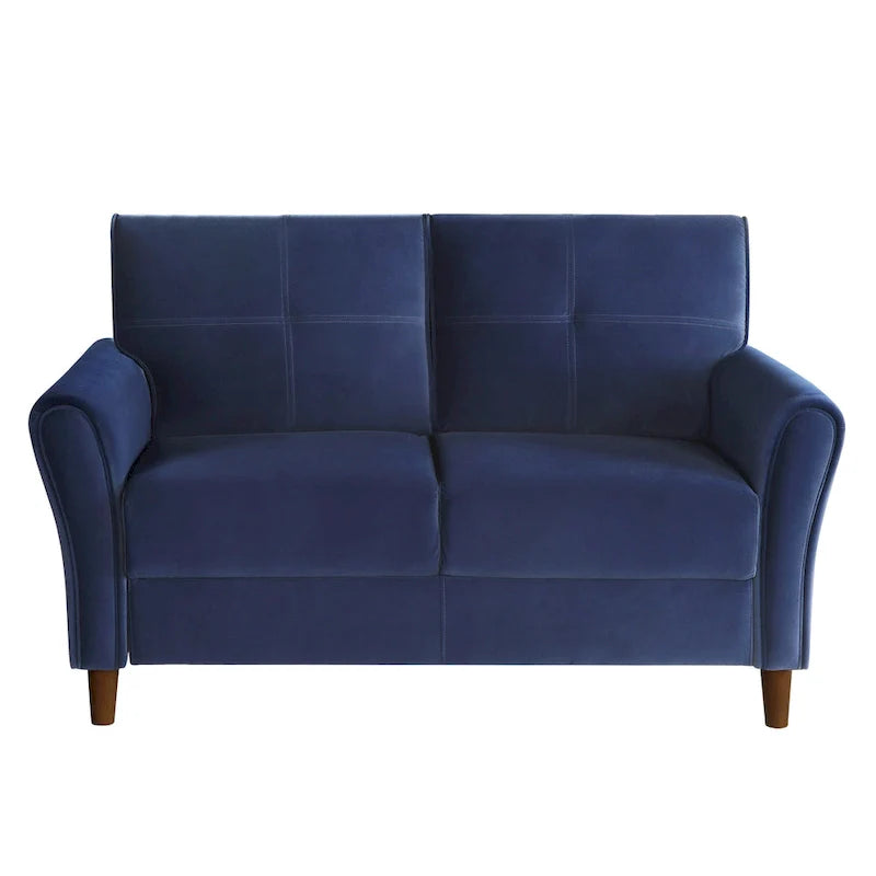 Brown Velvet Upholstery 1Pc Comfort Loveseat Plush Seatbacks Tufted Detail Solid Wood Frame Modern Living Room Furniture