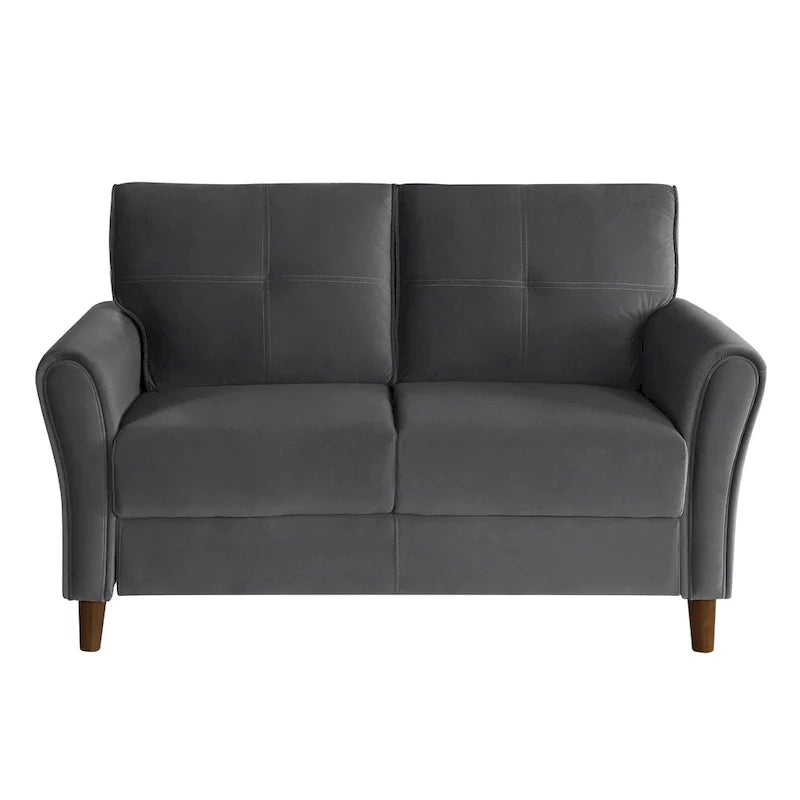 Brown Velvet Upholstery 1Pc Comfort Loveseat Plush Seatbacks Tufted Detail Solid Wood Frame Modern Living Room Furniture