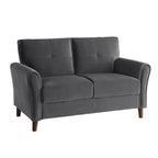 Brown Velvet Upholstery 1Pc Comfort Loveseat Plush Seatbacks Tufted Detail Solid Wood Frame Modern Living Room Furniture
