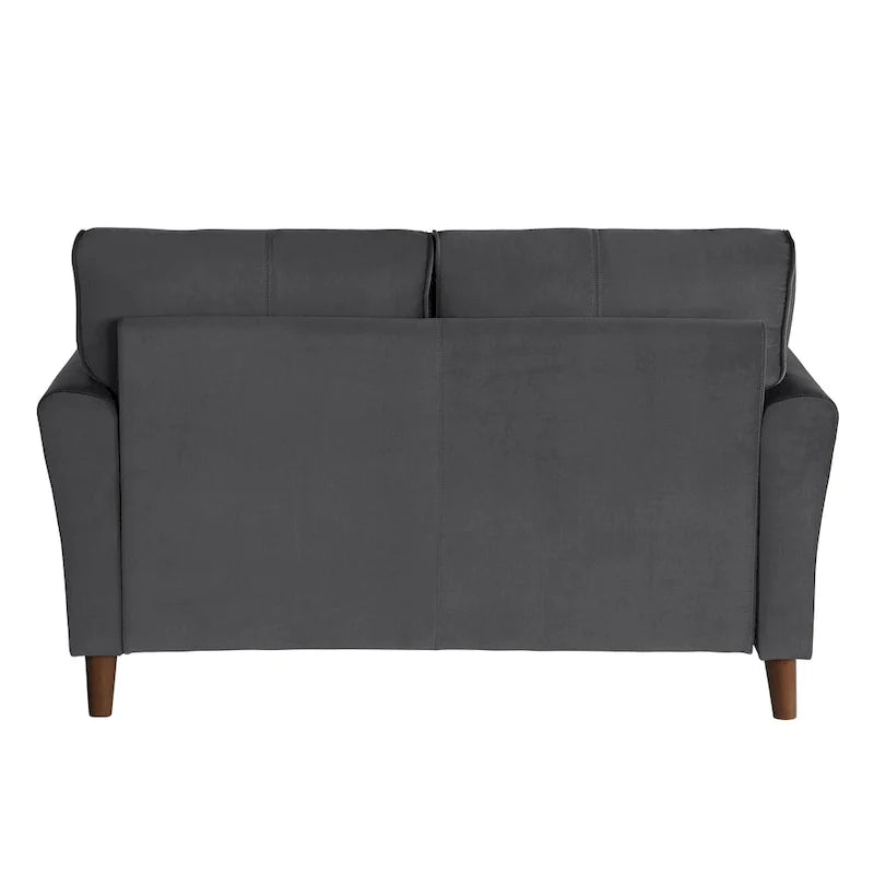Brown Velvet Upholstery 1Pc Comfort Loveseat Plush Seatbacks Tufted Detail Solid Wood Frame Modern Living Room Furniture