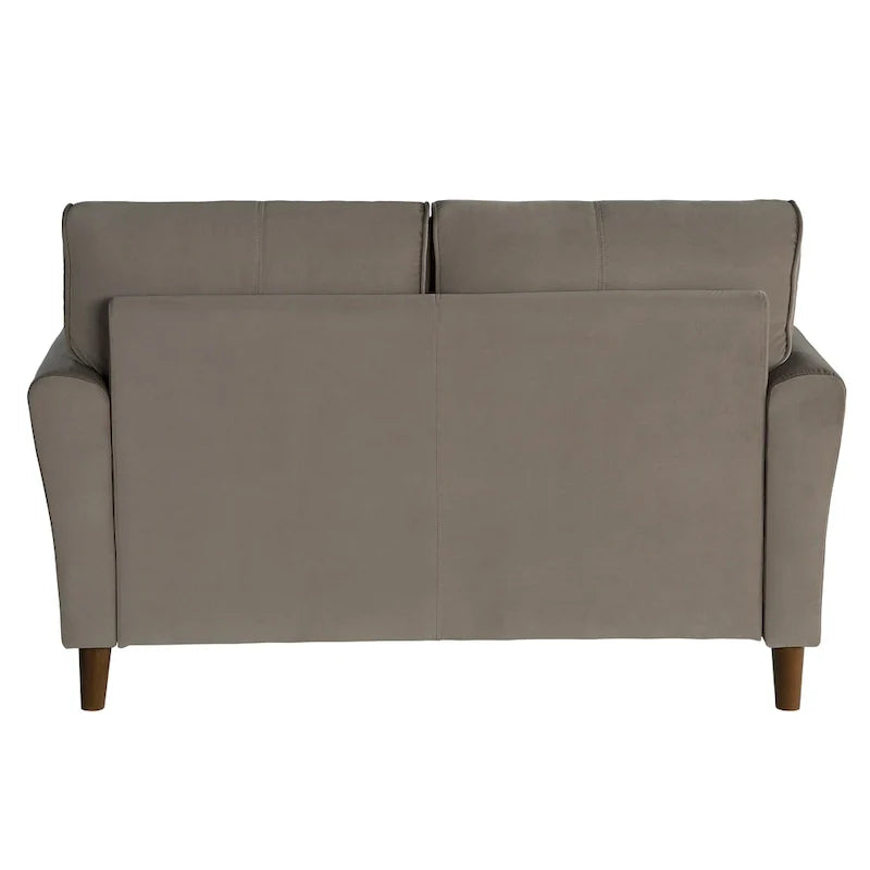 Brown Velvet Upholstery 1Pc Comfort Loveseat Plush Seatbacks Tufted Detail Solid Wood Frame Modern Living Room Furniture